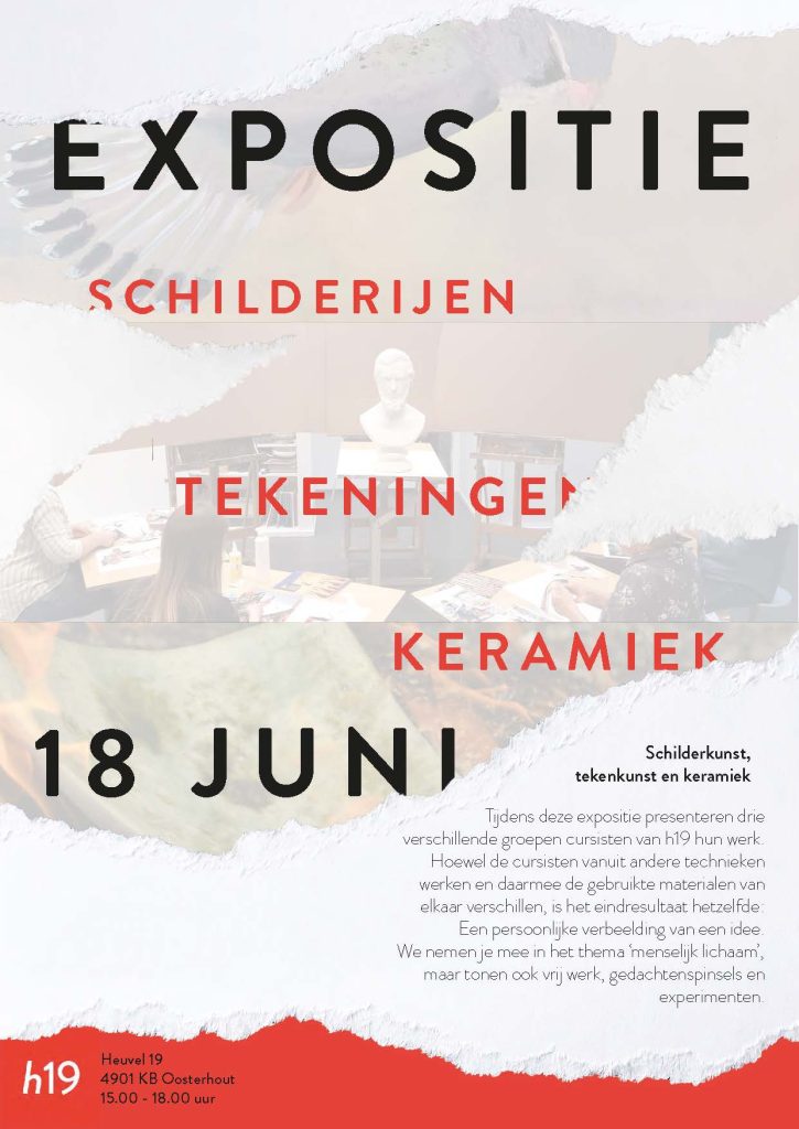 Poster Expositie 18 juni 2022 Schilderkunst, tekenkunst en keramiek