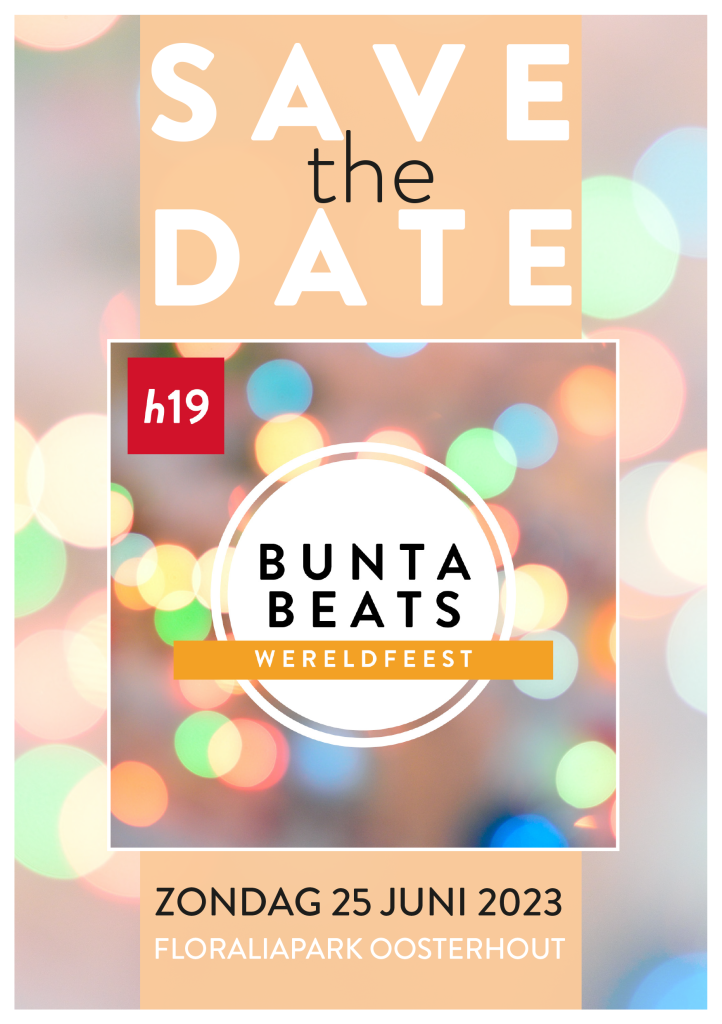 Aankondiging multicultureel festival Bunta Beats, zondag 25 juni 2023